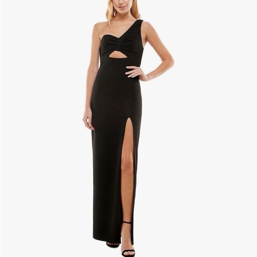 New City Studio Black One Shoulder Cut Out Evening Gown Size 5‎